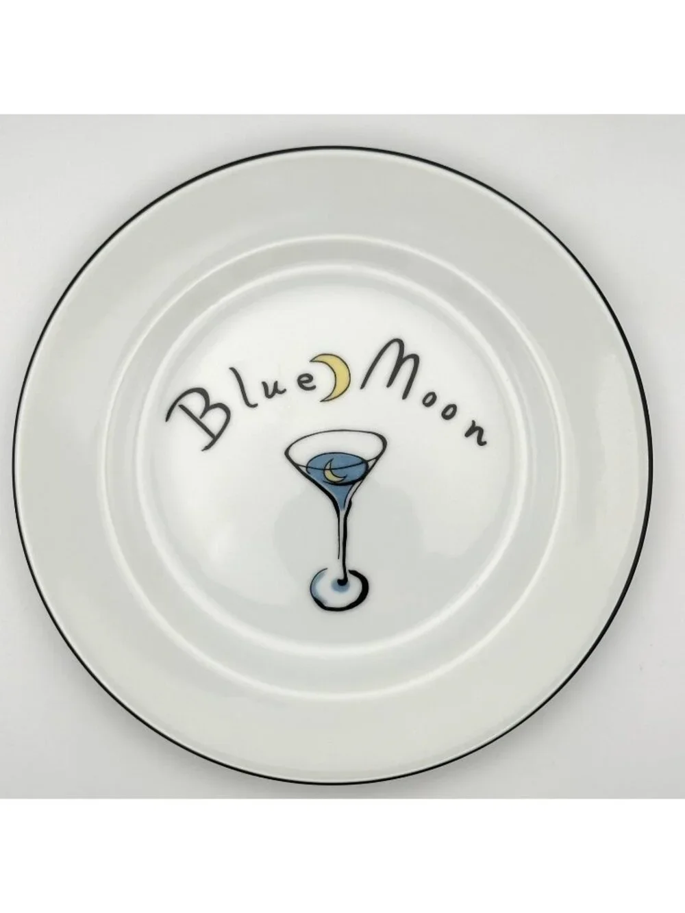 Pottery Barn Blue Moon Martini Plate Cocktails Drinks Side Appetizer Desert